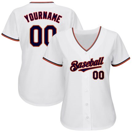 Personalized Authentic Baseball Jersey in White Navy-Red Color Personalized White Navy-Red Authentic Baseball Jersey