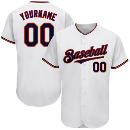 Personalized Authentic Baseball Jersey in White Navy-Red Color Personalized White Navy-Red Authentic Baseball Jersey