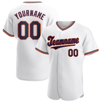 Custom Name and Number Personalized Baseball Jersey in White Navy-Red - Authentic Team Apparel Personalized White Navy-Red
