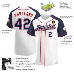 Custom Name Number Baseball Jersey - Personalized Authentic White Navy Red Raglan Sleeves Personalized White Navy-Red Authentic