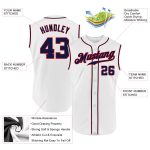 Custom Name and Number Personalized Authentic Sleeveless Baseball Jersey - White Navy Red Personalized White Navy-Red Authentic