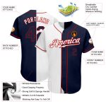 Custom Name and Number Personalized Baseball Jersey - Authentic White Navy-Red Split Fashion Team Gear Personalized White
