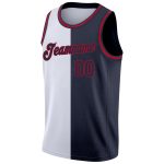 Custom Team Name and Number Basketball Jersey - Personalized Authentic Split Design in White Navy-Red Personalized White