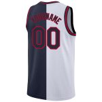Custom Team Name and Number Basketball Jersey - Personalized Authentic Split Design in White Navy-Red Personalized White