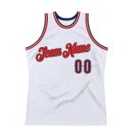 Personalized Authentic Basketball Jersey - White Navy Red Throwback Design Personalized White Navy-Red Authentic Throwback