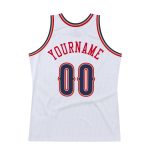 Personalized Authentic Basketball Jersey - White Navy Red Throwback Design Personalized White Navy-Red Authentic Throwback