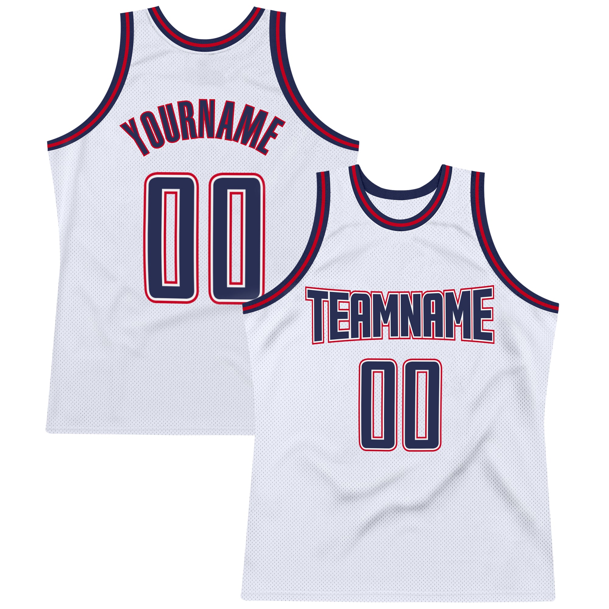 Custom Name Number Authentic Basketball Jersey - Personalized White Navy Red Throwback Personalized White Navy-Red Authentic