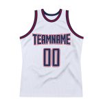 Custom Name Number Authentic Basketball Jersey - Personalized White Navy Red Throwback Personalized White Navy-Red Authentic
