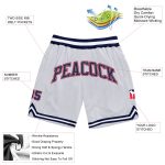 Custom Name and Number Authentic Basketball Shorts - Personalized White Navy-Red Throwback Style Personalized White Navy-Red