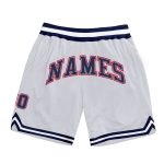 Custom Name and Number Authentic Basketball Shorts - Personalized White Navy-Red Throwback Style Personalized White Navy-Red