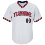 Custom Throwback Baseball Jersey Shirt - Personalized White Navy-Red Rib-Knit with Name and Number Personalized White Navy-Red