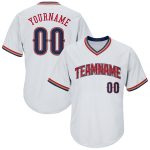 Custom Throwback Baseball Jersey Shirt - Personalized White Navy-Red Rib-Knit with Name and Number Personalized White Navy-Red
