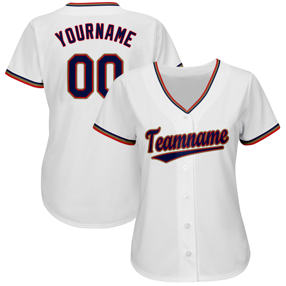 Personalized White Navy-Red Baseball Jersey Team Custom Name and Number Custom Name Number Baseball Jersey - Personalized Red Navy White Team Jersey Personalized White Navy-Red Baseball Jersey - Image 2