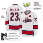 Custom Name Number Hockey Jersey - Personalized White Navy Red Team Sportswear Personalized White Navy-Red Hockey Jersey