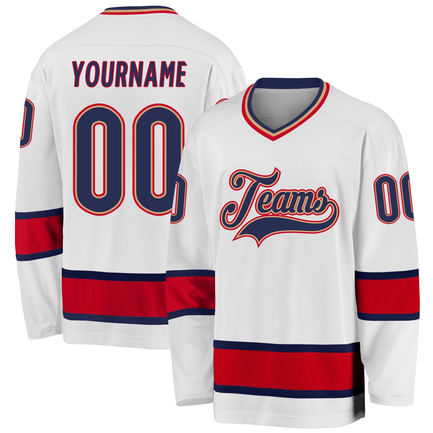 Custom Name Number Hockey Jersey - Personalized White Navy Red Team Sportswear Personalized White Navy-Red Hockey Jersey