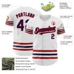 Custom Name and Number Authentic Baseball Jersey - Personalized White with Navy-Red Line Personalized White Navy-Red Line