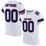 Custom Personalized Football Jersey with Team Name and Number, White Navy-Red Mesh Authentic Design Personalized White Navy-Red