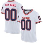 Custom Personalized Football Jersey - Authentic White Navy-Red Mesh with Custom Name and Number Personalized White Navy-Red
