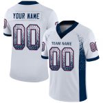 Custom Personalized Football Jersey - White Navy Red Mesh with Team Name and Number Personalized White Navy-Red Mesh Drift