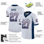 Custom Personalized Football Jersey - White Navy Red Mesh with Team Name and Number Personalized White Navy-Red Mesh Drift