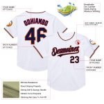Custom Throwback Baseball Jersey - Personalized Team Name & Number - White Navy Red Gold Mesh Personalized White Navy Red-Old