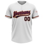 Customizable Unisex Softball Jersey with Name & Number - Two-Button Design in White, Navy, Red & Old Gold Personalized White