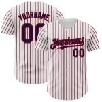 Custom Navy Red Pinstripe Baseball Jersey with Personalized Name & Number - Authentic Team Jersey Personalized White (Navy