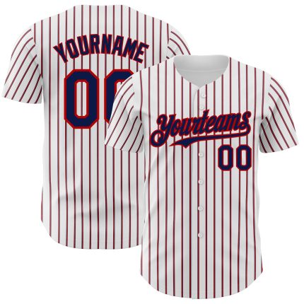 Custom Navy Red Pinstripe Baseball Jersey with Personalized Name & Number - Authentic Team Jersey Personalized White (Navy