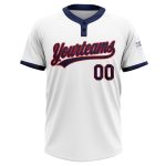 Custom Name and Number Unisex Softball Jersey - Personalized White Navy-Red Two-Button Team Apparel Personalized White Navy-Red