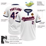 Custom Name and Number Unisex Softball Jersey - Personalized White Navy-Red Two-Button Team Apparel Personalized White Navy-Red
