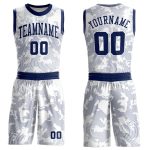 Custom Team Basketball Jersey with Personalized Name and Number - White Navy Round Neck Sublimation Suit Personalized White