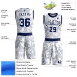 Custom Team Basketball Jersey with Personalized Name and Number - White Navy Round Neck Sublimation Suit Personalized White