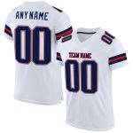 Customizable White and Navy-Scarlet Mesh Football Jersey with Personalized Name and Number - Team Apparel Personalized White