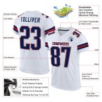 Customizable White and Navy-Scarlet Mesh Football Jersey with Personalized Name and Number - Team Apparel Personalized White