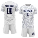 Custom Name and Number Personalized Soccer Jersey - White Navy Sublimation Team Uniform Personalized White Navy Sublimation
