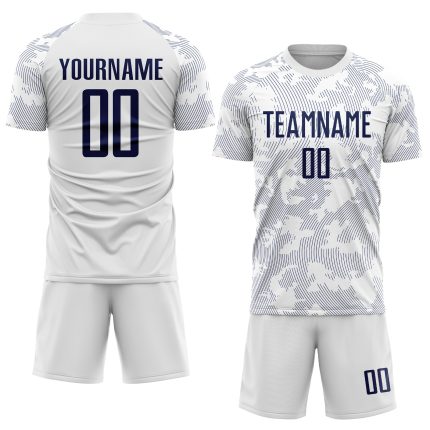 Custom Name and Number Personalized Soccer Jersey - White Navy Sublimation Team Uniform Personalized White Navy Sublimation