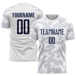 Custom Name and Number Personalized Soccer Jersey - White Navy Sublimation Team Uniform Personalized White Navy Sublimation