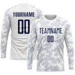 Custom Name and Number Personalized Soccer Jersey - White Navy Sublimation Team Uniform Personalized White Navy Sublimation