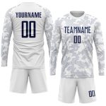 Custom Name and Number Personalized Soccer Jersey - White Navy Sublimation Team Uniform Personalized White Navy Sublimation