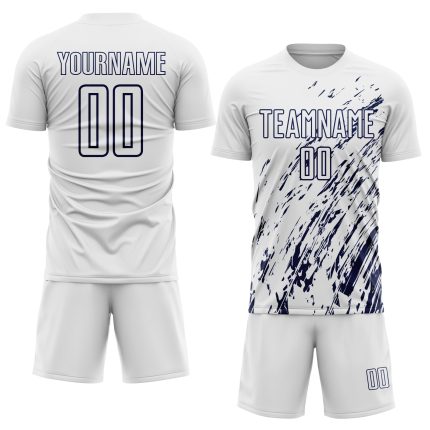 Personalized Soccer Jersey - White Navy Sublimation Uniform Personalized White Navy Sublimation Soccer Uniform Jersey