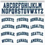 Custom Name and Number Personalized Baseball Jersey in White Navy Teal - Authentic Team Apparel Personalized White Navy-Teal