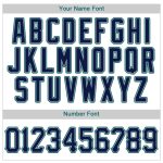 Custom Name and Number Personalized Baseball Jersey in White Navy Teal - Authentic Team Apparel Personalized White Navy-Teal