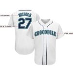 Custom Name Number Baseball Jersey - Personalized White Navy Teal Team Jersey Personalized White Navy-Teal Baseball Jersey
