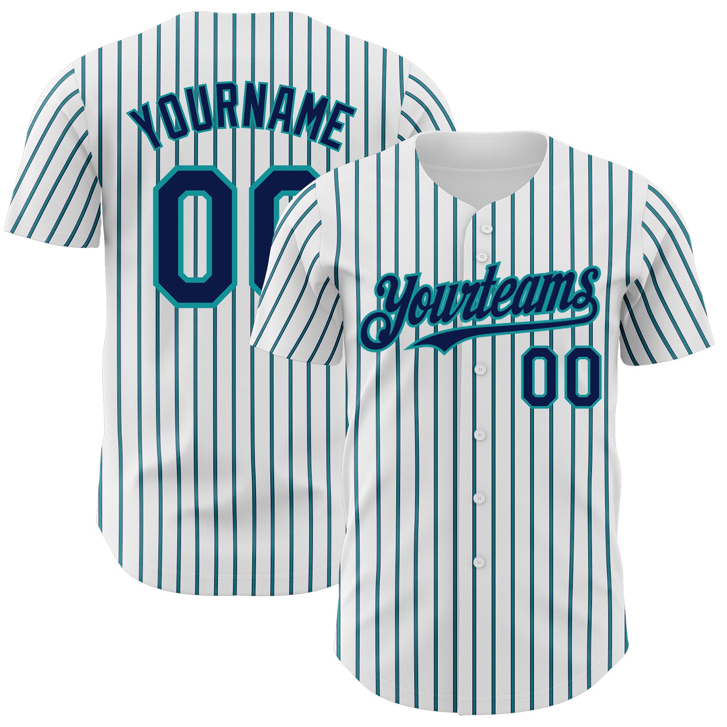 Custom Navy Teal Pinstripe Baseball Jersey Personalized with Name & Number - Authentic Team Gear Personalized White (Navy