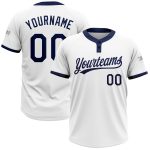 Custom Name Number Unisex Softball Jersey - Personalized White Navy Two-Button Team Apparel Personalized White Navy Two-Button