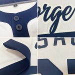 Custom Name Number Unisex Softball Jersey - Personalized White Navy Two-Button Team Apparel Personalized White Navy Two-Button