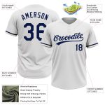 Custom White Navy Softball Jersey - Personalized Two-Button Unisex Design Personalized White Navy Two-Button Unisex Softball