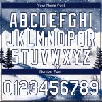 Personalized Winter Snow Landscape 3D Pattern Bomber Jacket Custom Team Name & Number - Varsity Full-Snap Design Personalized