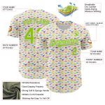 Personalized Dinosaur Baseball Jersey with Custom Name & Number, White Neon Green 3D Pattern Design, Authentic Team Apparel
