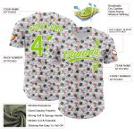 Custom Name and Number Baseball Jersey with 3D Lobster and Hawaii Palm Trees Design - Personalized White and Neon Green Personalized